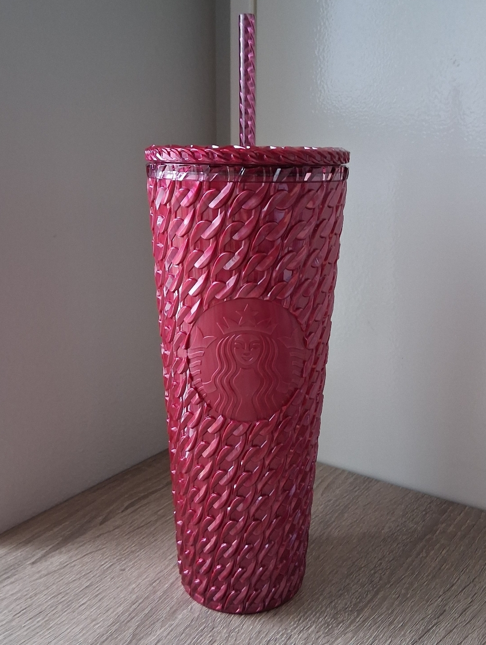 Starbucks Burgundy Chain Link Cold Cup Tumbler